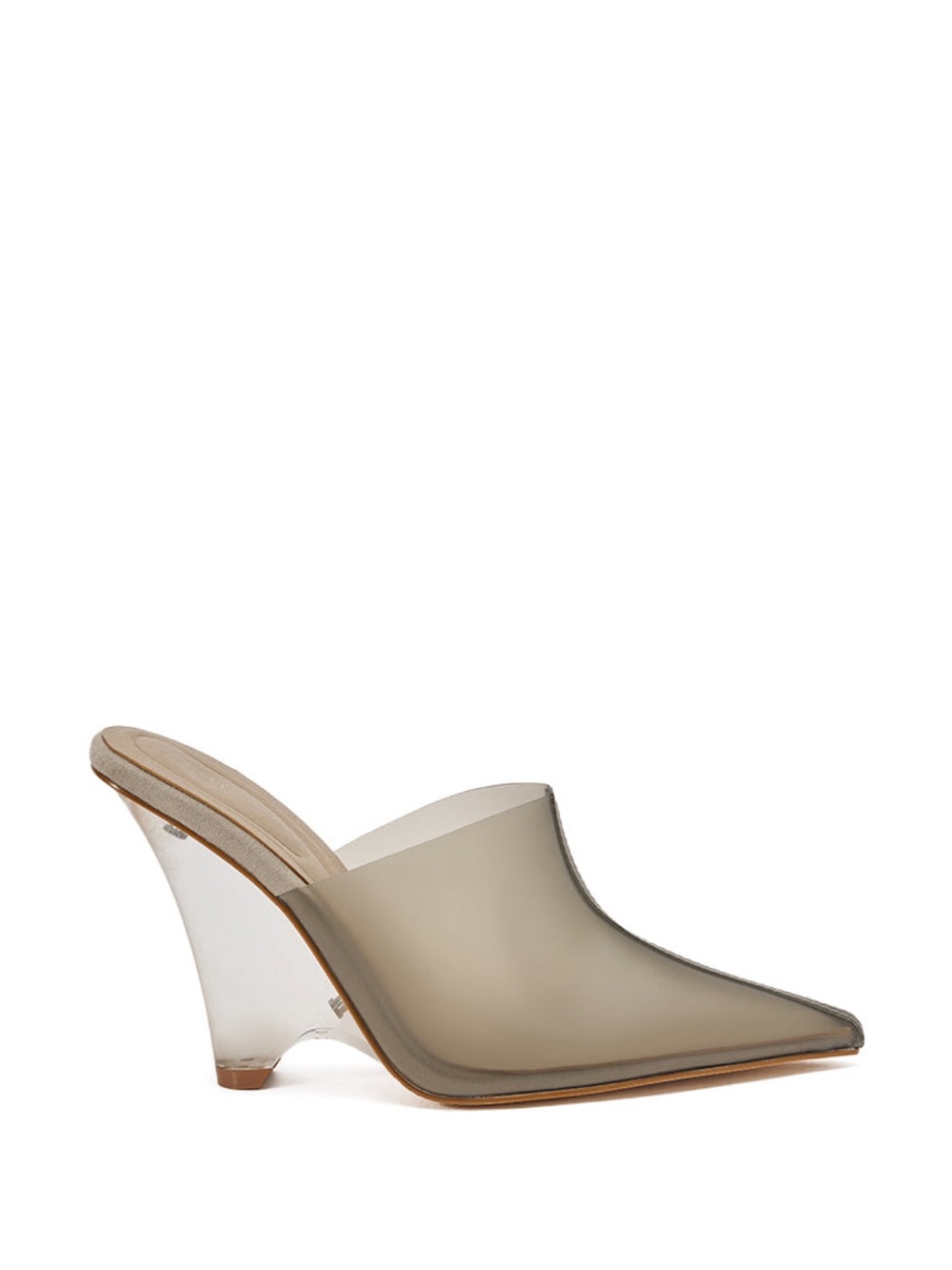 AKIRA Beige Pointed-Toe Clear Heel Mule